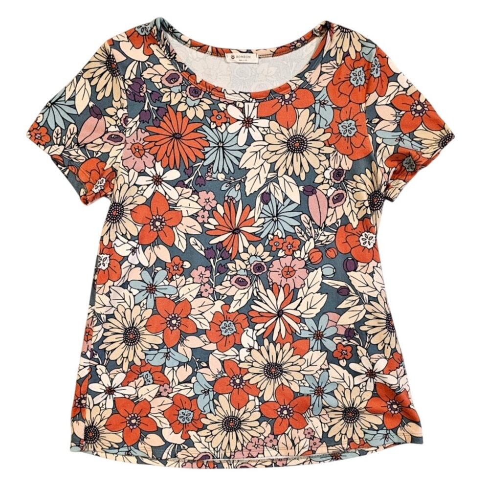 Bombom Retro Floral T Shirt, Boho, Festival, Groovy, 70's, Womens Sz M - Picture 2 of 8